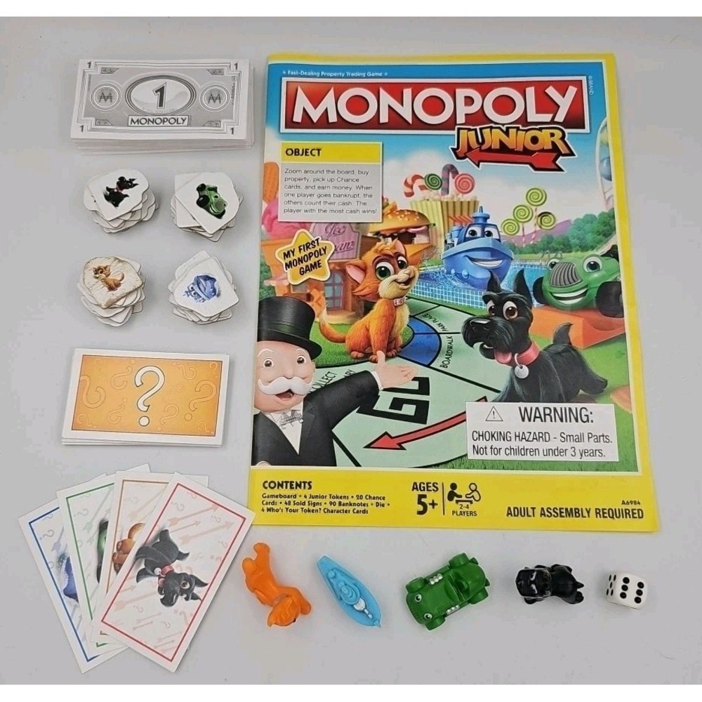 Hasbro‎ Monopoly Jr Replacement Game Parts Pieces Movers Tokens Cat Dog Car Boat